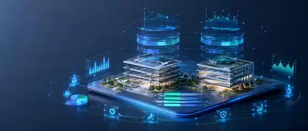 3D-Visualisierung zweier Gebäudevarianten mit Lifecycle-Kosten und Vergleichsdaten